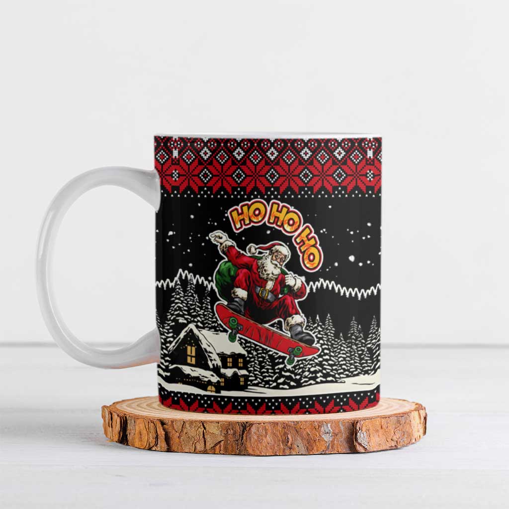 Skater Santa Claus Ho Ho Ho Christmas Ceramic Mug Xmas Holiday Patterns - Wonder Print Shop