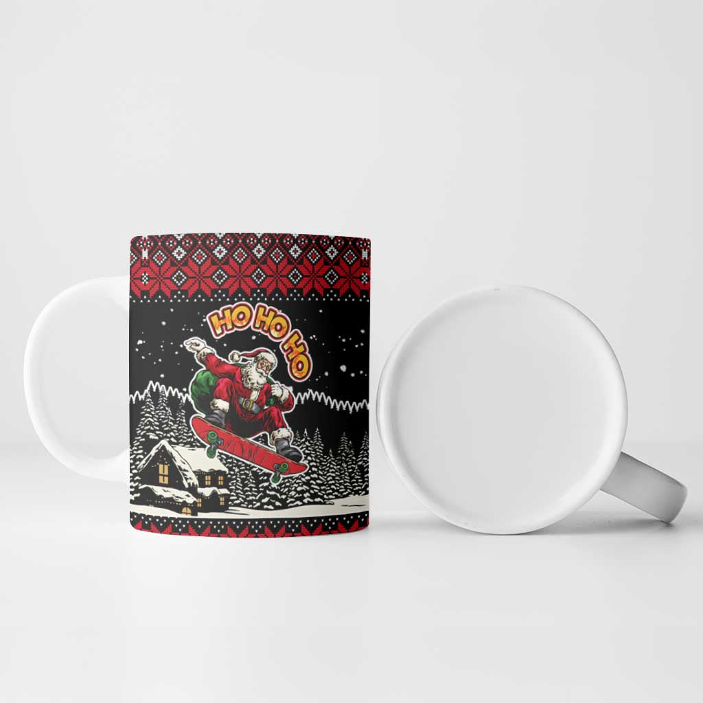 Skater Santa Claus Ho Ho Ho Christmas Ceramic Mug Xmas Holiday Patterns - Wonder Print Shop