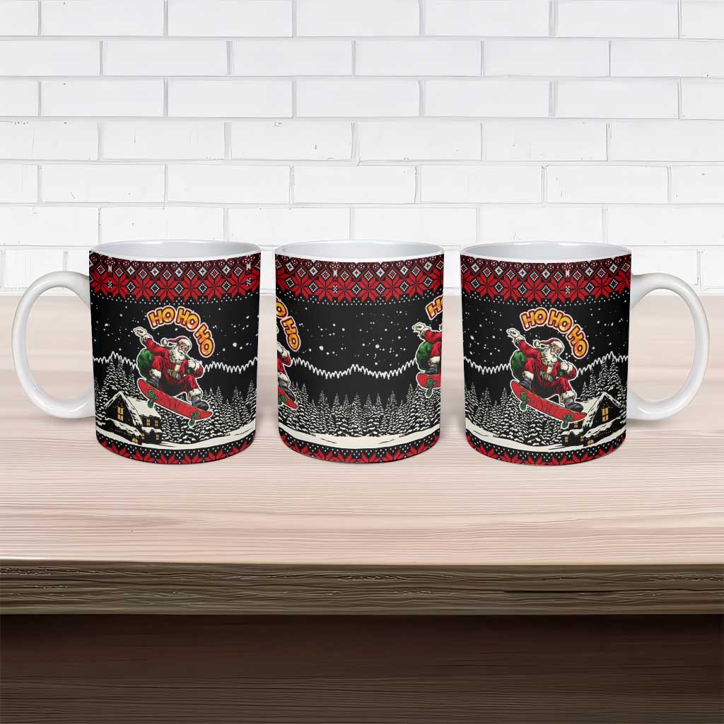 Skater Santa Claus Ho Ho Ho Christmas Ceramic Mug Xmas Holiday Patterns - Wonder Print Shop