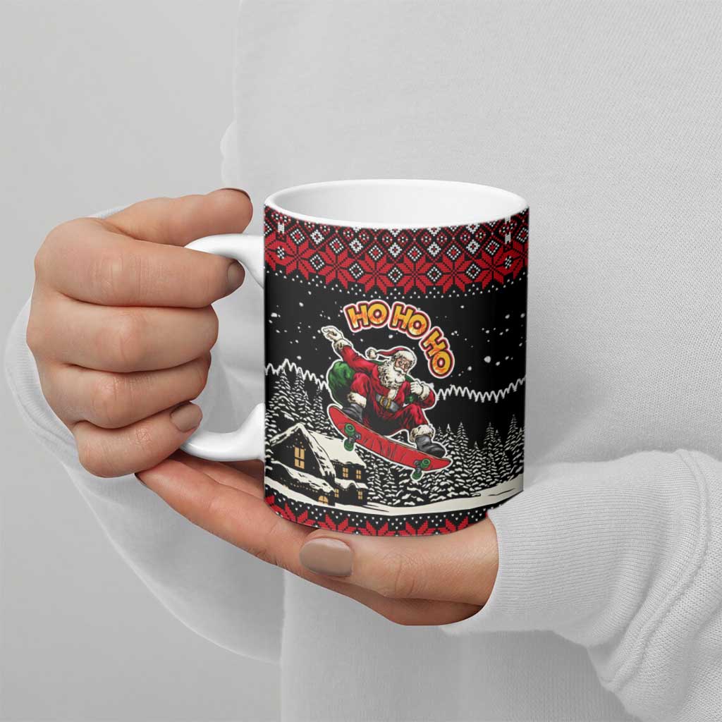 Skater Santa Claus Ho Ho Ho Christmas Ceramic Mug Xmas Holiday Patterns - Wonder Print Shop