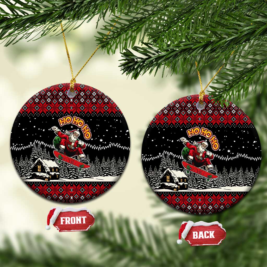 Skater Santa Claus Ho Ho Ho Christmas Ceramic Ornament Xmas Holiday Patterns - Wonder Print Shop