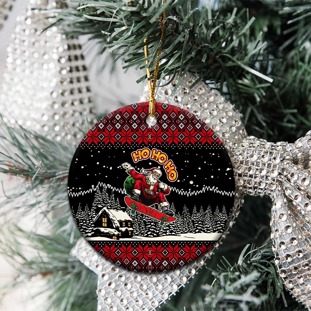 Skater Santa Claus Ho Ho Ho Christmas Ceramic Ornament Xmas Holiday Patterns - Wonder Print Shop