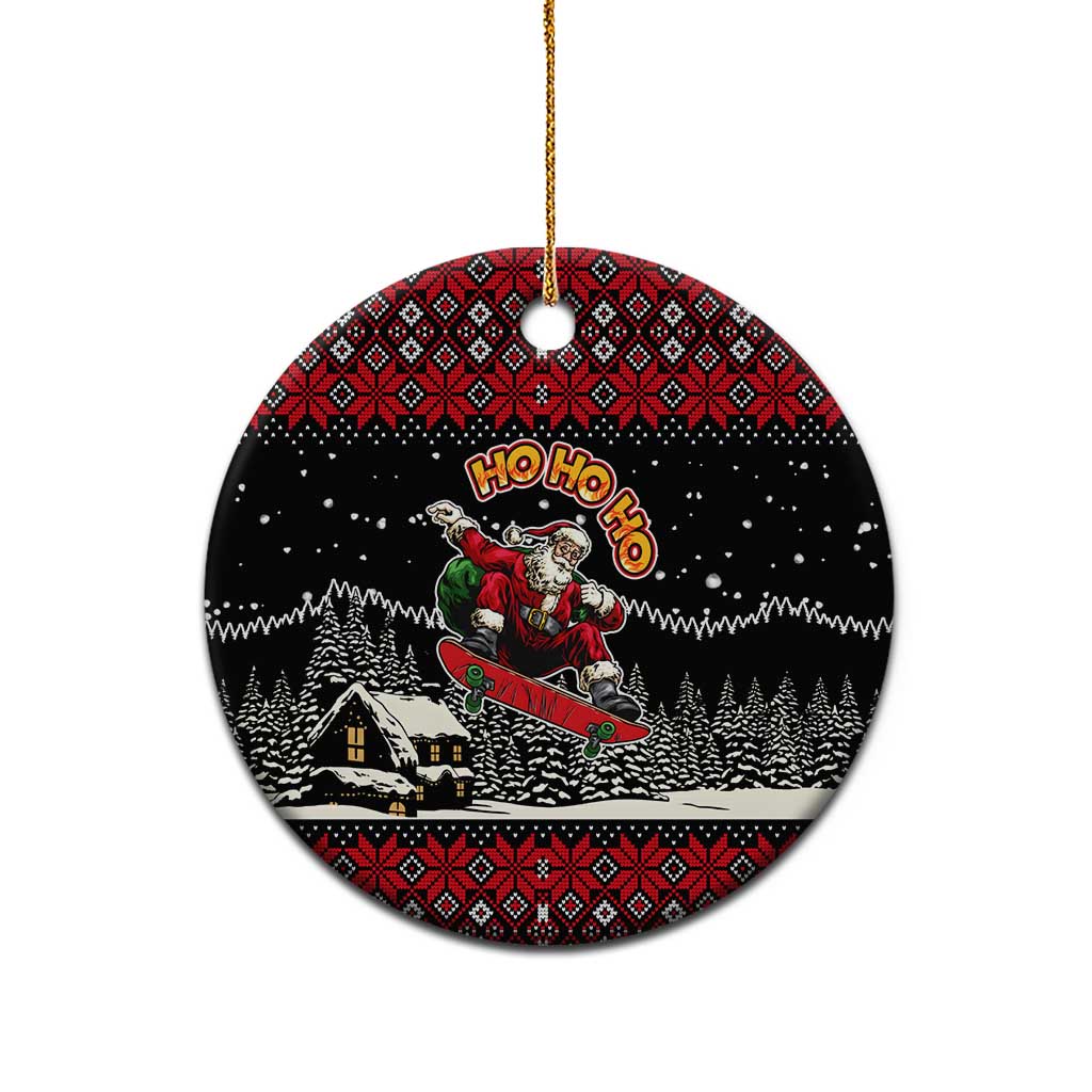 Skater Santa Claus Ho Ho Ho Christmas Ceramic Ornament Xmas Holiday Patterns - Wonder Print Shop