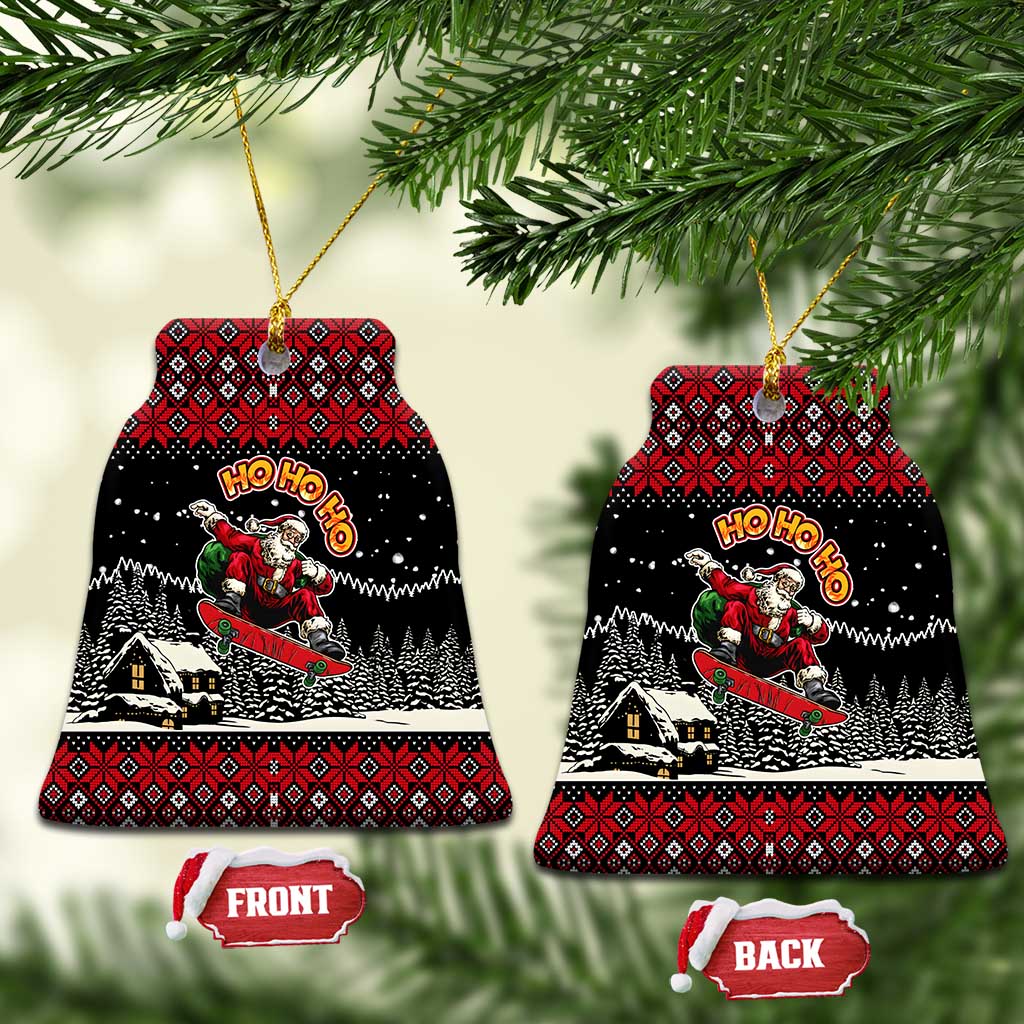 Skater Santa Claus Ho Ho Ho Christmas Ceramic Ornament Xmas Holiday Patterns - Wonder Print Shop