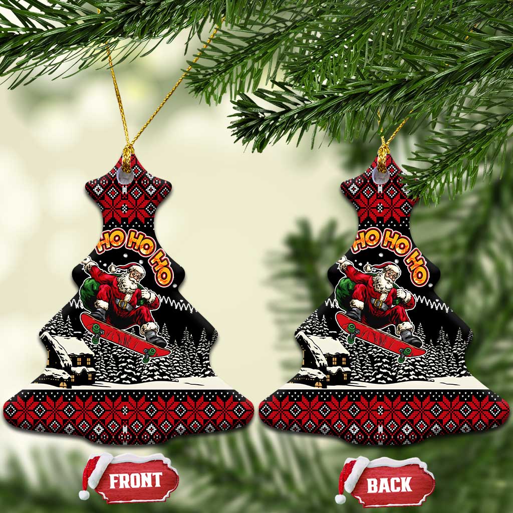Skater Santa Claus Ho Ho Ho Christmas Ceramic Ornament Xmas Holiday Patterns - Wonder Print Shop
