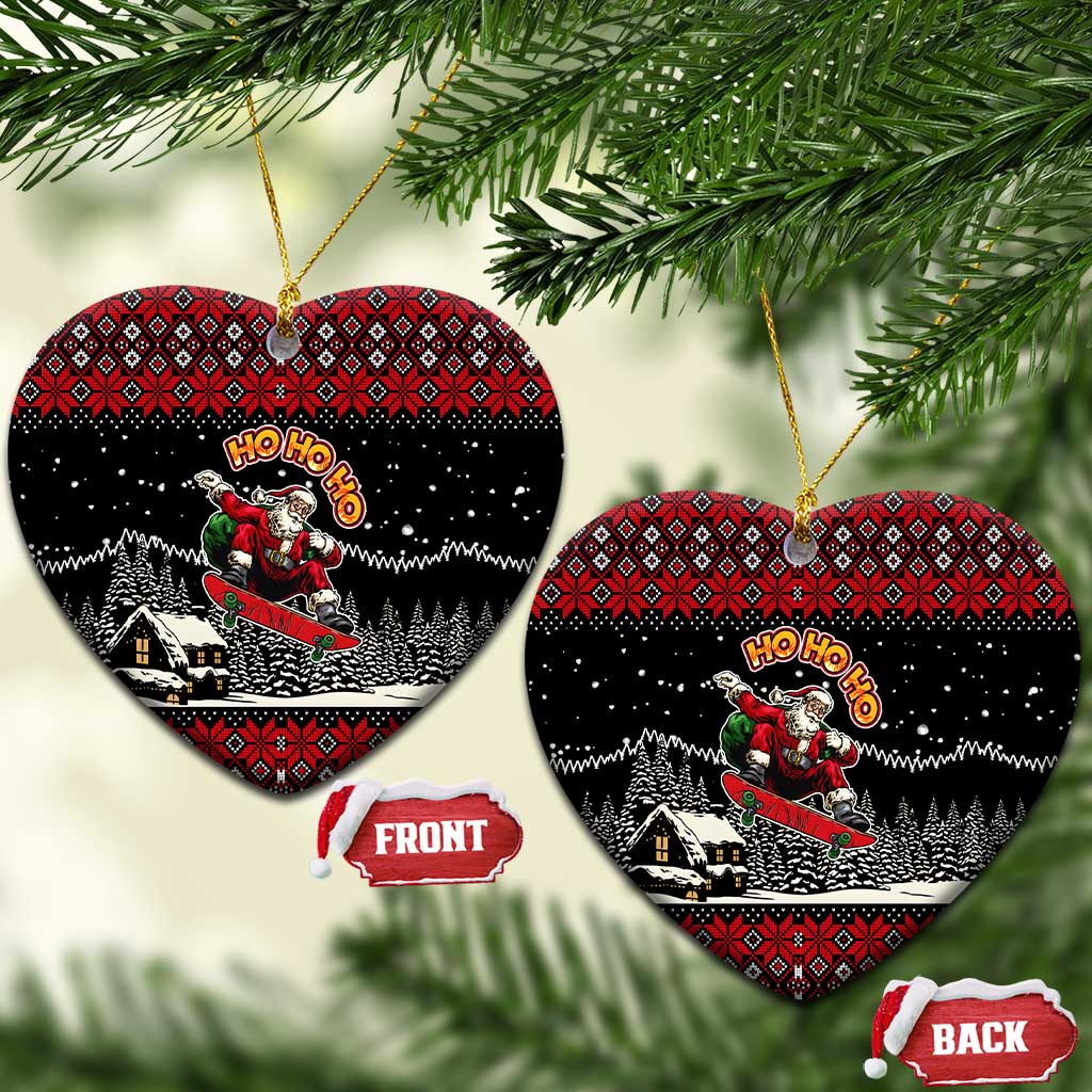 Skater Santa Claus Ho Ho Ho Christmas Ceramic Ornament Xmas Holiday Patterns - Wonder Print Shop