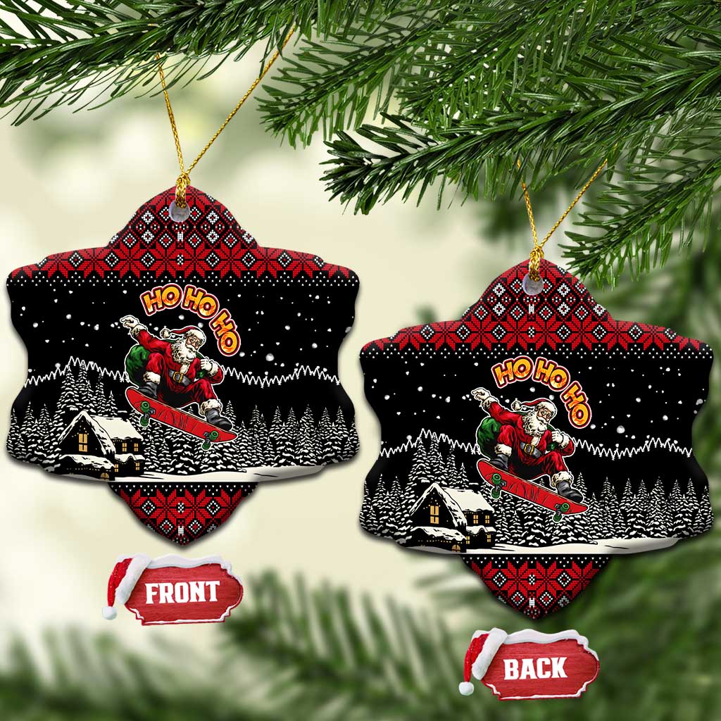 Skater Santa Claus Ho Ho Ho Christmas Ceramic Ornament Xmas Holiday Patterns - Wonder Print Shop