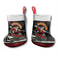 Skater Santa Claus Ho Ho Ho Christmas Stocking Xmas Holiday Patterns - Wonder Print Shop