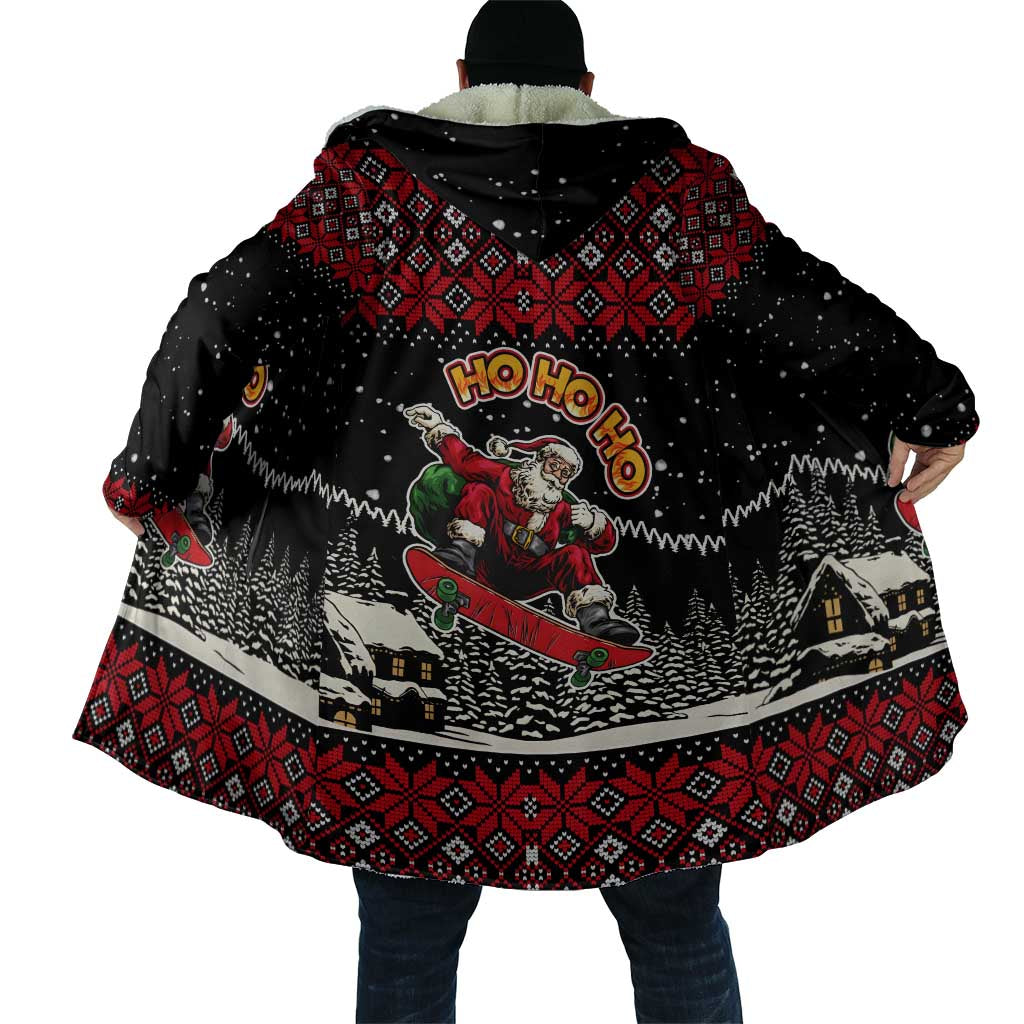 Skater Santa Claus Ho Ho Ho Christmas Cloak Xmas Holiday Patterns - Wonder Print Shop