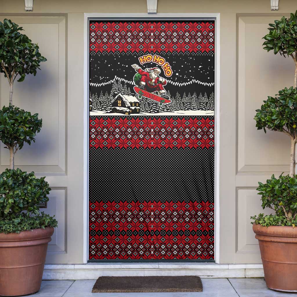 Skater Santa Claus Ho Ho Ho Christmas Door Cover Xmas Holiday Patterns - Wonder Print Shop