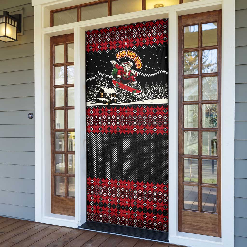 Skater Santa Claus Ho Ho Ho Christmas Door Cover Xmas Holiday Patterns - Wonder Print Shop
