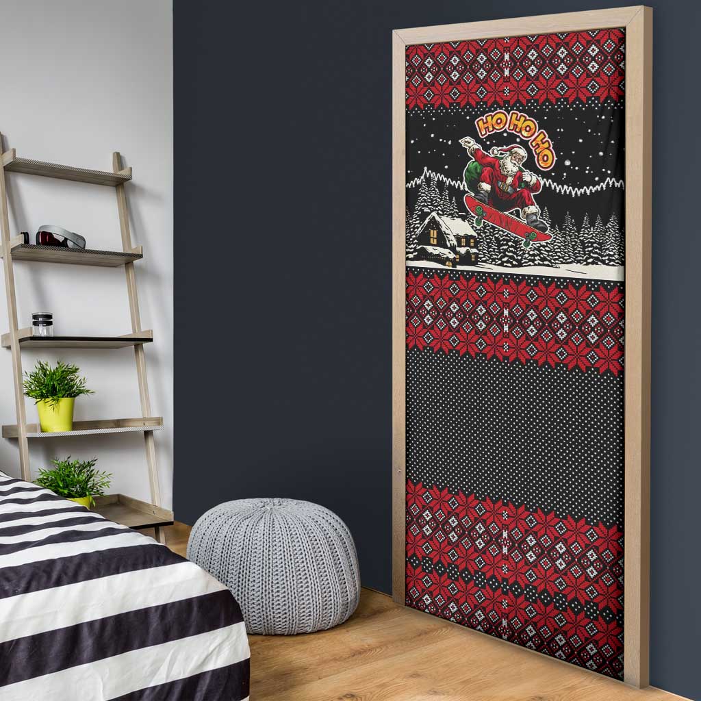 Skater Santa Claus Ho Ho Ho Christmas Door Cover Xmas Holiday Patterns - Wonder Print Shop