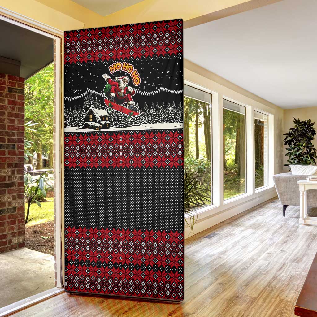Skater Santa Claus Ho Ho Ho Christmas Door Cover Xmas Holiday Patterns - Wonder Print Shop