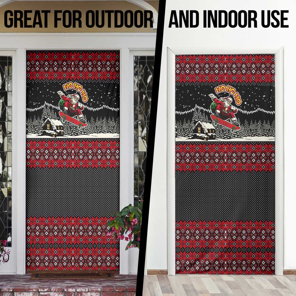 Skater Santa Claus Ho Ho Ho Christmas Door Cover Xmas Holiday Patterns - Wonder Print Shop