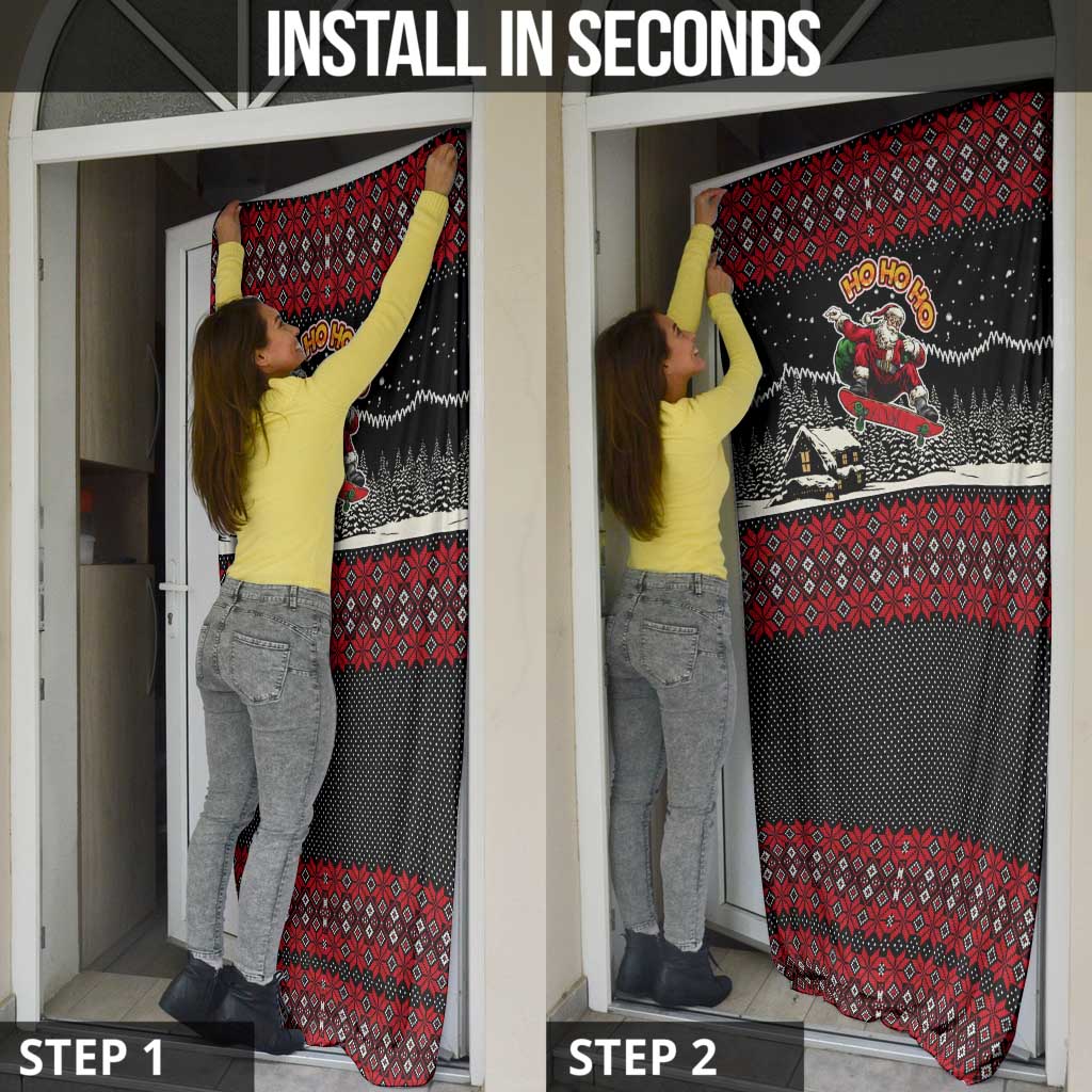 Skater Santa Claus Ho Ho Ho Christmas Door Cover Xmas Holiday Patterns - Wonder Print Shop