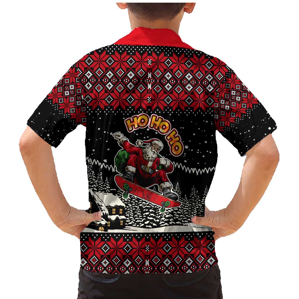 Skater Santa Claus Ho Ho Ho Christmas Family Matching Mermaid Dress and Hawaiian Shirt Xmas Holiday Patterns - Wonder Print Shop