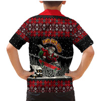 Skater Santa Claus Ho Ho Ho Christmas Family Matching Mermaid Dress and Hawaiian Shirt Xmas Holiday Patterns - Wonder Print Shop