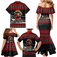 Skater Santa Claus Ho Ho Ho Christmas Family Matching Mermaid Dress and Hawaiian Shirt Xmas Holiday Patterns - Wonder Print Shop