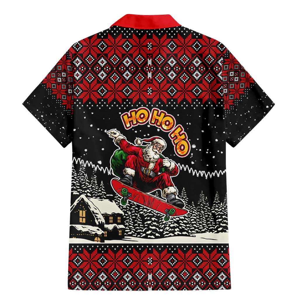 Skater Santa Claus Ho Ho Ho Christmas Family Matching Mermaid Dress and Hawaiian Shirt Xmas Holiday Patterns - Wonder Print Shop