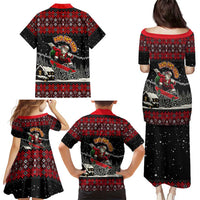 Skater Santa Claus Ho Ho Ho Christmas Family Matching Puletasi and Hawaiian Shirt Xmas Holiday Patterns - Wonder Print Shop