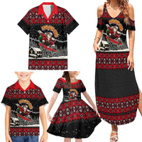Skater Santa Claus Ho Ho Ho Christmas Family Matching Summer Maxi Dress and Hawaiian Shirt Xmas Holiday Patterns - Wonder Print Shop