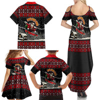 Skater Santa Claus Ho Ho Ho Christmas Family Matching Summer Maxi Dress and Hawaiian Shirt Xmas Holiday Patterns - Wonder Print Shop