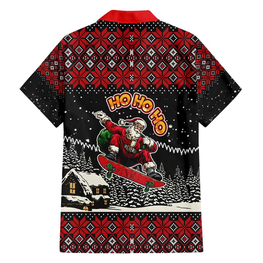 Skater Santa Claus Ho Ho Ho Christmas Family Matching Summer Maxi Dress and Hawaiian Shirt Xmas Holiday Patterns - Wonder Print Shop