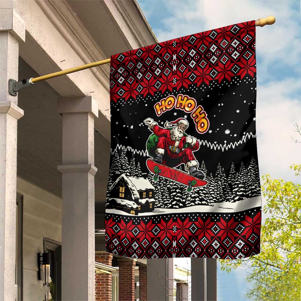 Skater Santa Claus Ho Ho Ho Christmas Garden Flag Xmas Holiday Patterns - Wonder Print Shop
