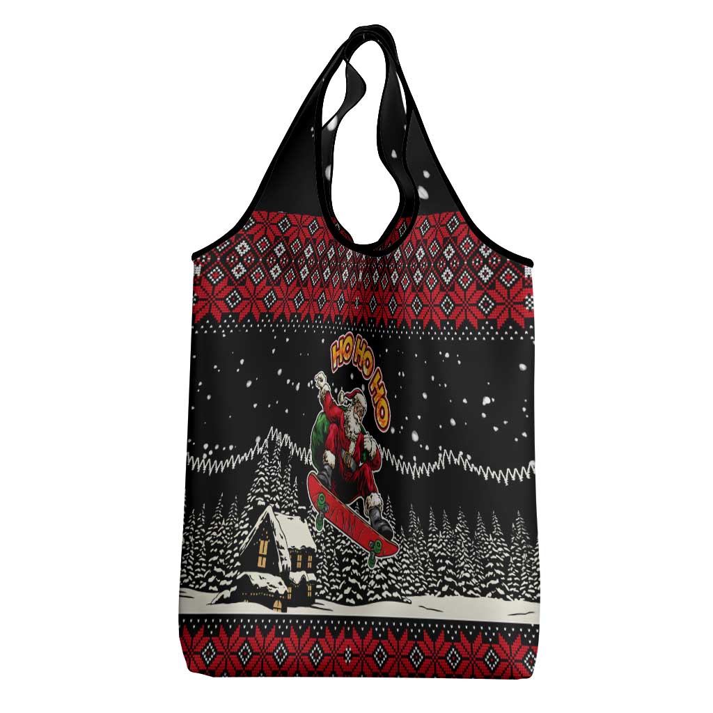 Skater Santa Claus Ho Ho Ho Christmas Grocery Bag Xmas Holiday Patterns - Wonder Print Shop
