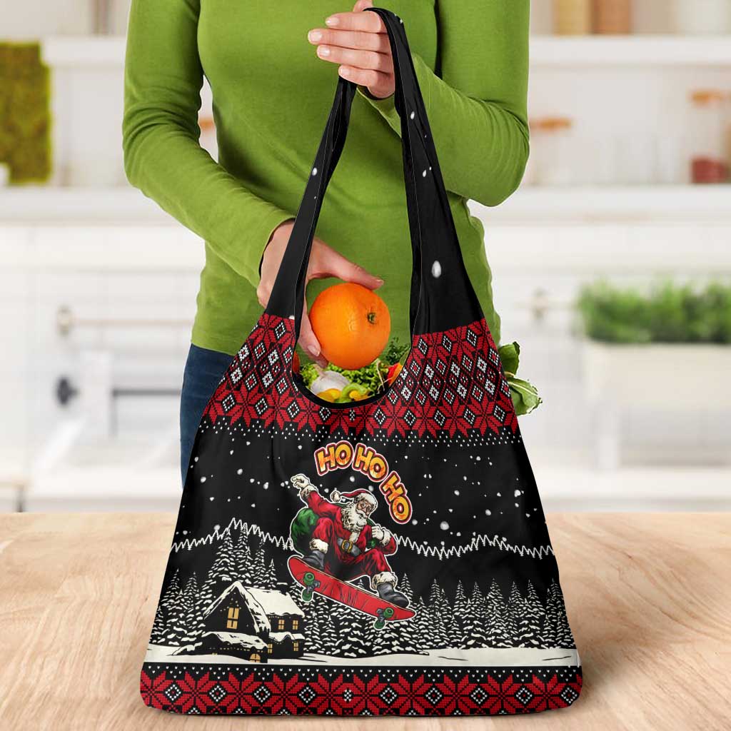 Skater Santa Claus Ho Ho Ho Christmas Grocery Bag Xmas Holiday Patterns - Wonder Print Shop