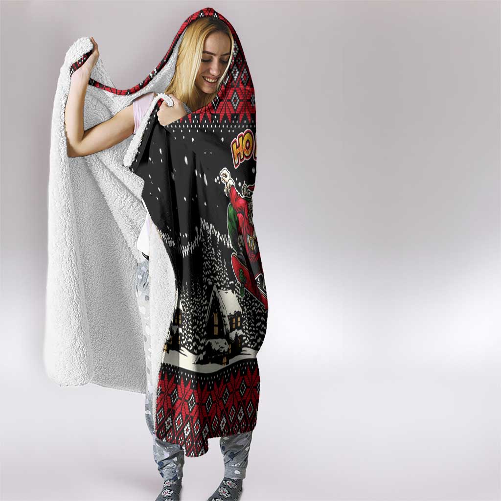Skater Santa Claus Ho Ho Ho Christmas Hooded Blanket Xmas Holiday Patterns - Wonder Print Shop