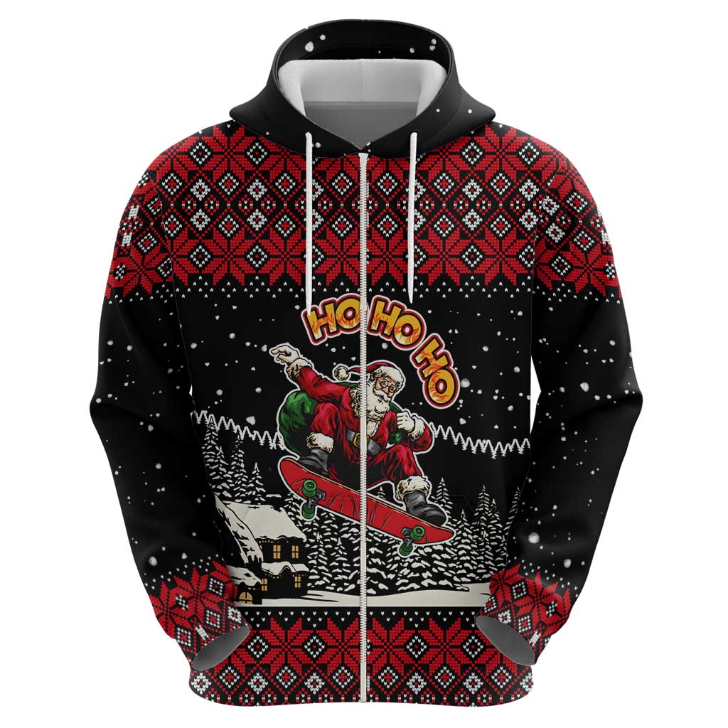 Skater Santa Claus Ho Ho Ho Christmas Hoodie Xmas Holiday Patterns - Wonder Print Shop