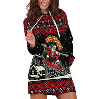 Skater Santa Claus Ho Ho Ho Christmas Hoodie Dress Xmas Holiday Patterns - Wonder Print Shop