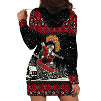 Skater Santa Claus Ho Ho Ho Christmas Hoodie Dress Xmas Holiday Patterns - Wonder Print Shop