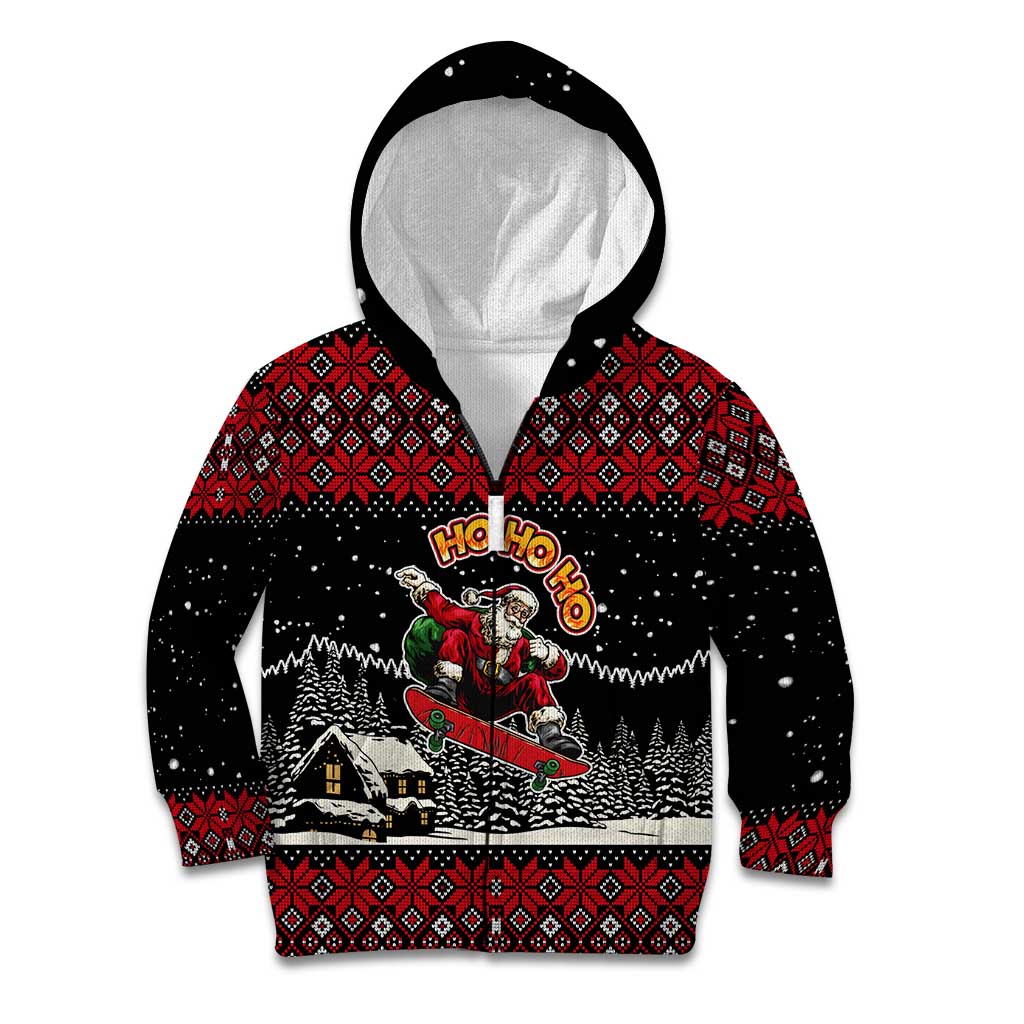 Skater Santa Claus Ho Ho Ho Christmas Kid Hoodie Xmas Holiday Patterns - Wonder Print Shop