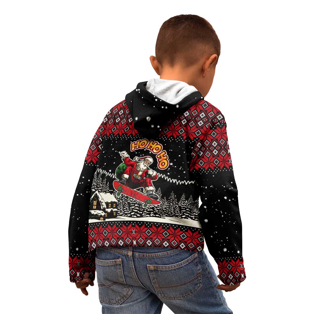 Skater Santa Claus Ho Ho Ho Christmas Kid Hoodie Xmas Holiday Patterns - Wonder Print Shop