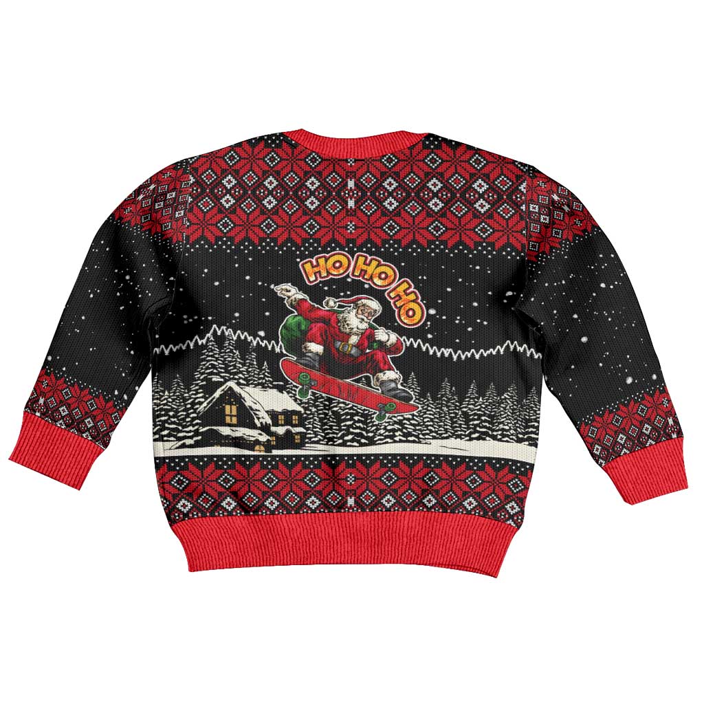 Skater Santa Claus Ho Ho Ho Christmas Kid Ugly Christmas Sweater Xmas Holiday Patterns - Wonder Print Shop
