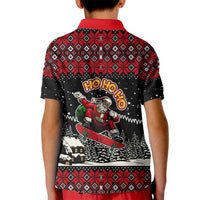 Skater Santa Claus Ho Ho Ho Christmas Kid Polo Shirt Xmas Holiday Patterns - Wonder Print Shop