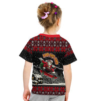 Skater Santa Claus Ho Ho Ho Christmas Kid T Shirt Xmas Holiday Patterns - Wonder Print Shop