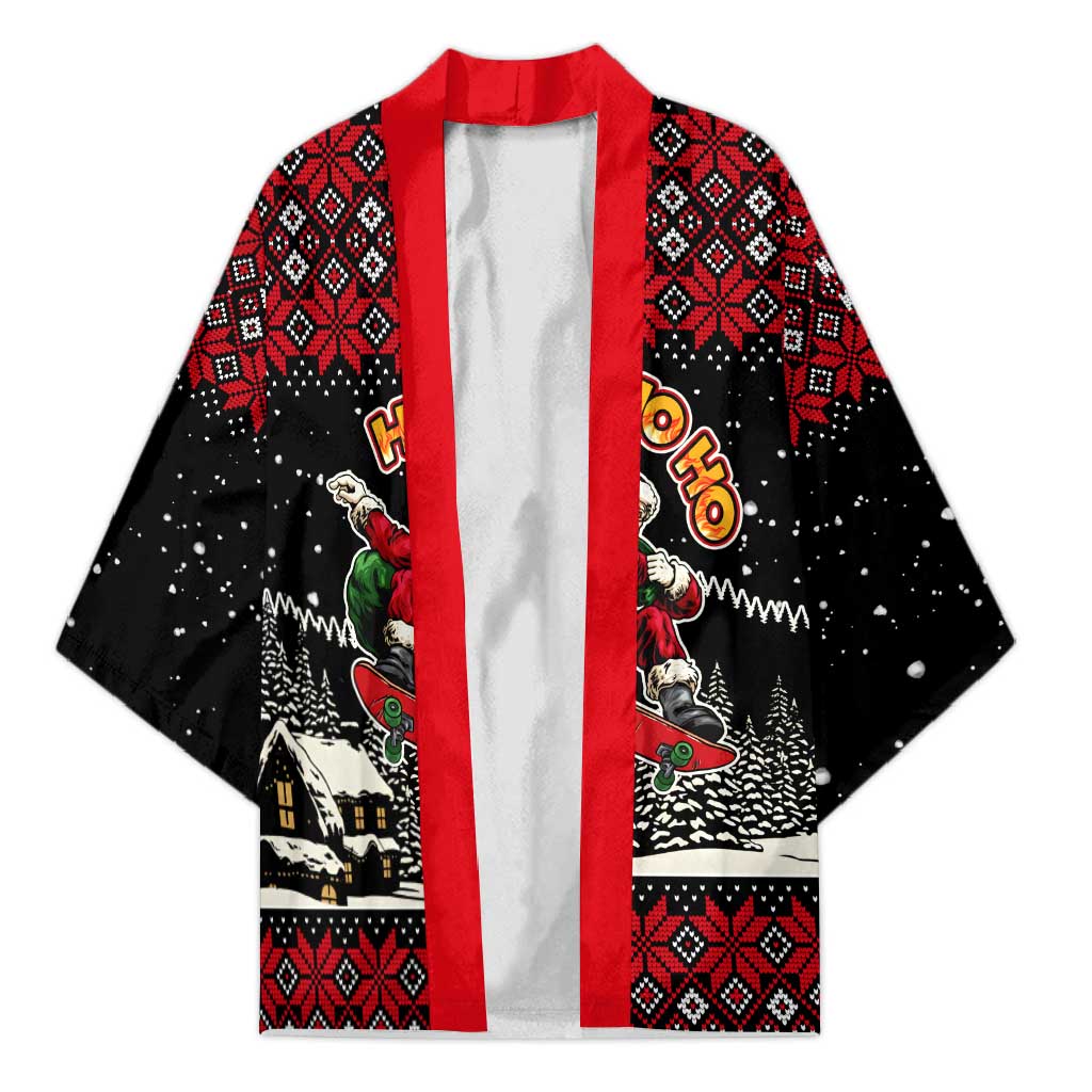 Skater Santa Claus Ho Ho Ho Christmas Kimono Xmas Holiday Patterns - Wonder Print Shop