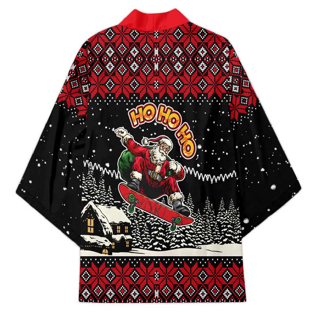 Skater Santa Claus Ho Ho Ho Christmas Kimono Xmas Holiday Patterns - Wonder Print Shop