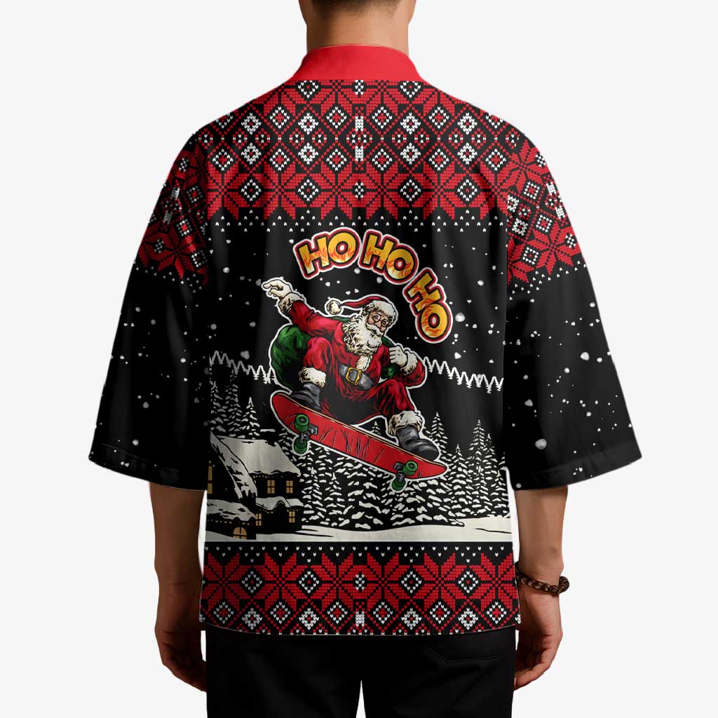 Skater Santa Claus Ho Ho Ho Christmas Kimono Xmas Holiday Patterns - Wonder Print Shop