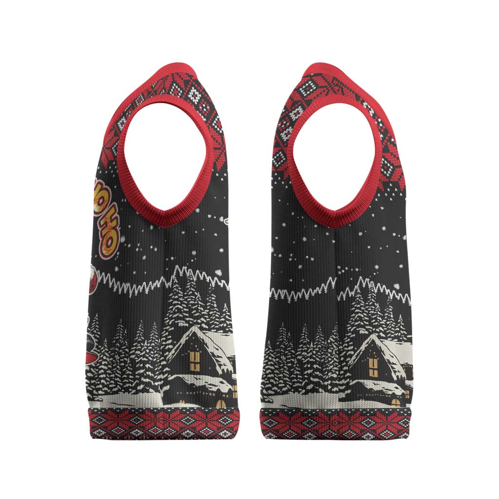 Skater Santa Claus Ho Ho Ho Christmas Knitted V-Neck Vest Xmas Holiday Patterns - Wonder Print Shop