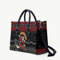 Skater Santa Claus Ho Ho Ho Christmas Leather Bag Xmas Holiday Patterns - Wonder Print Shop