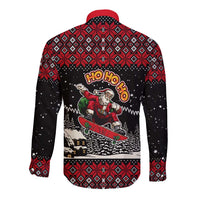 Skater Santa Claus Ho Ho Ho Christmas Long Sleeve Button Shirt Xmas Holiday Patterns - Wonder Print Shop