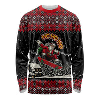 Skater Santa Claus Ho Ho Ho Christmas Long Sleeve Shirt Xmas Holiday Patterns - Wonder Print Shop