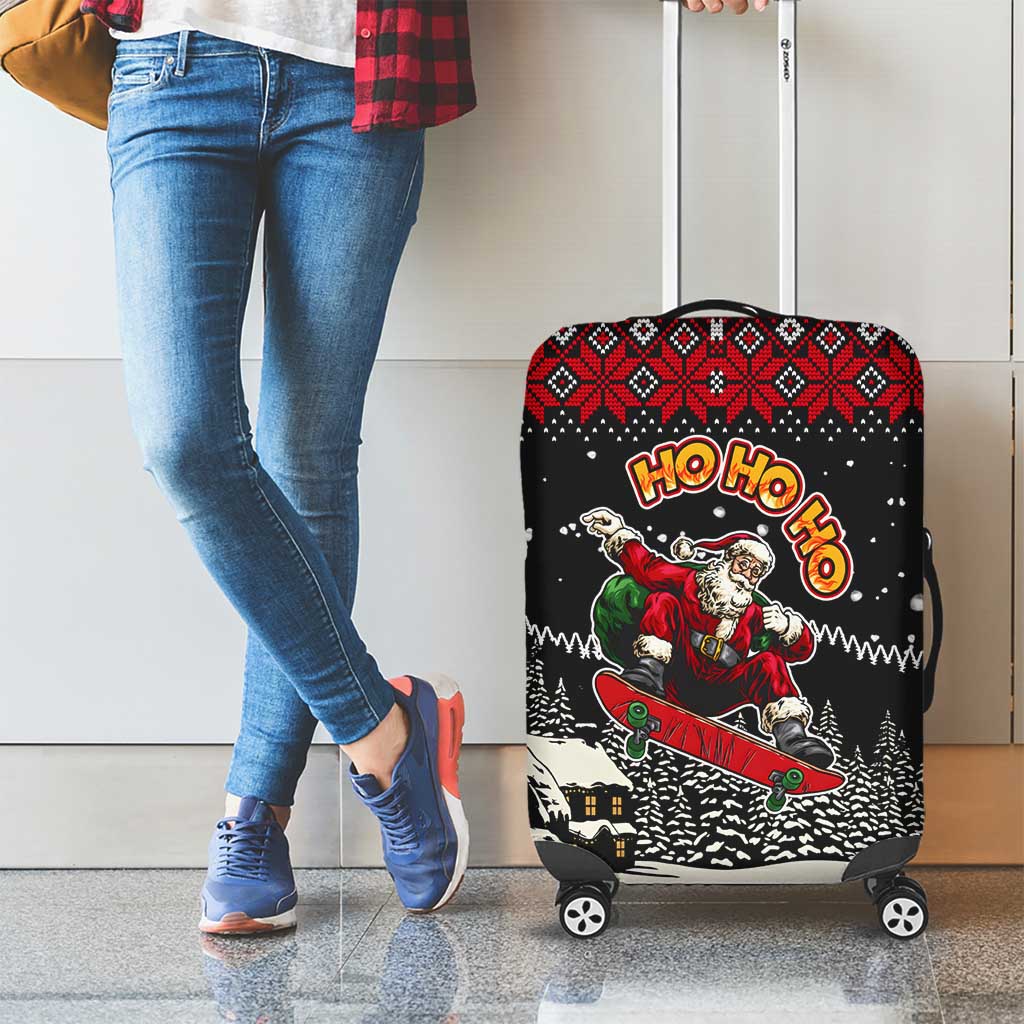 Skater Santa Claus Ho Ho Ho Christmas Luggage Cover Xmas Holiday Patterns - Wonder Print Shop