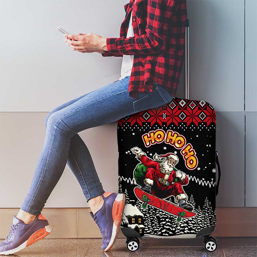 Skater Santa Claus Ho Ho Ho Christmas Luggage Cover Xmas Holiday Patterns - Wonder Print Shop