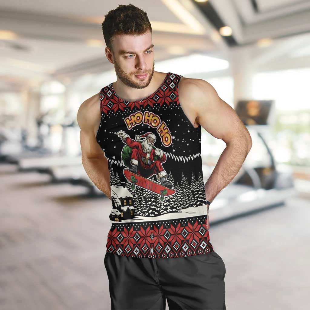 Skater Santa Claus Ho Ho Ho Christmas Men Tank Top Xmas Holiday Patterns - Wonder Print Shop