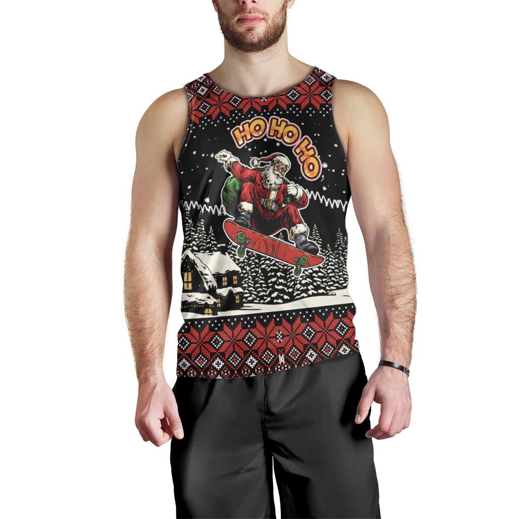 Skater Santa Claus Ho Ho Ho Christmas Men Tank Top Xmas Holiday Patterns - Wonder Print Shop